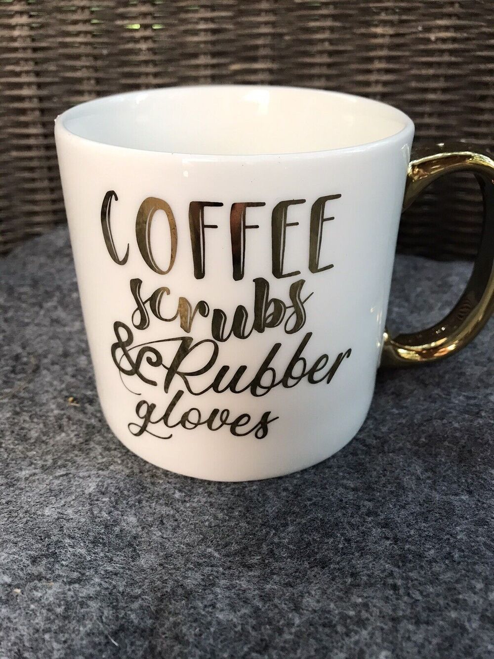 Carly & Rose Nurse Doctor Mug Coffee Scrubs & Rubber Gloves New Gift White Gold